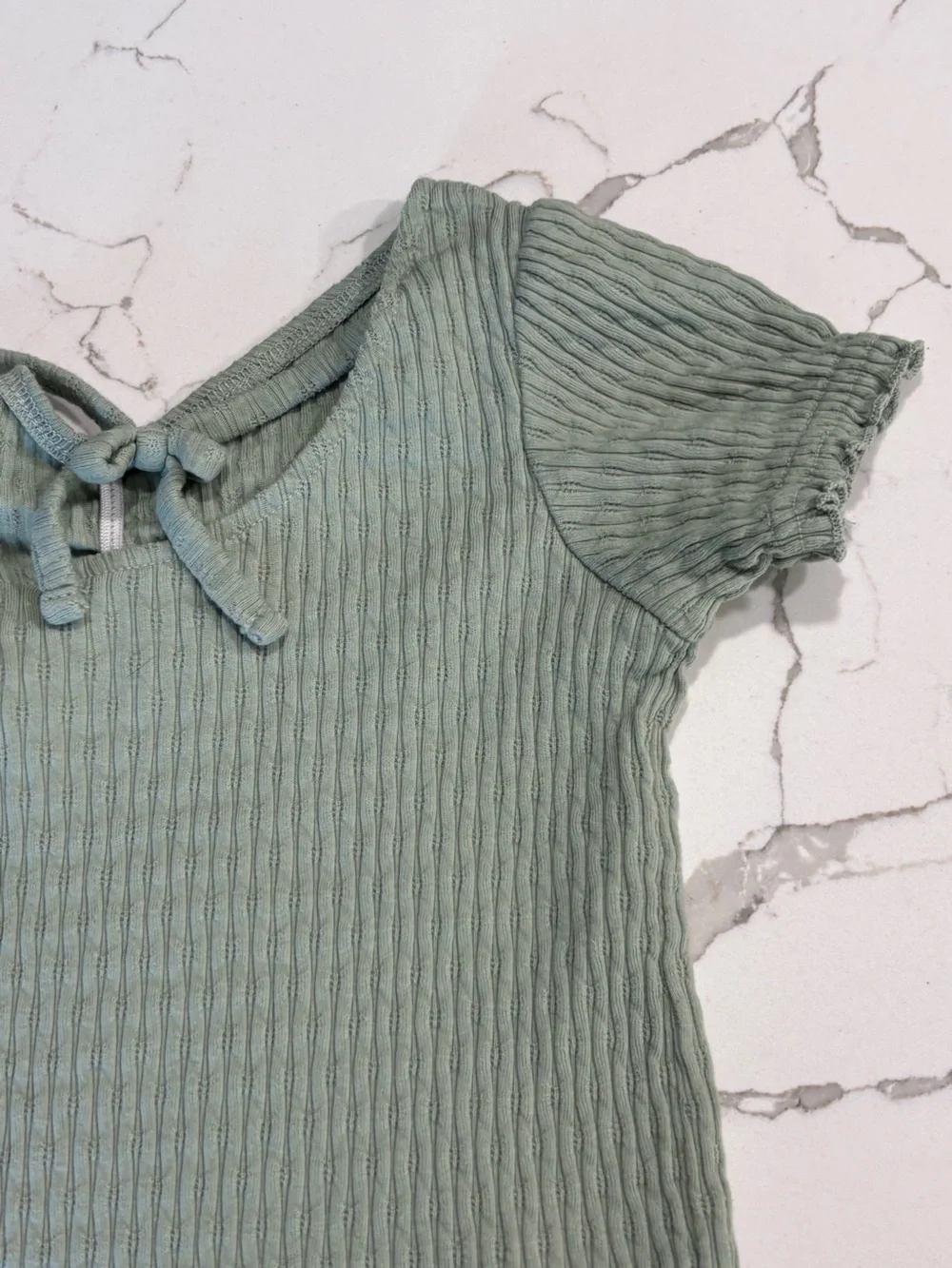 OshKosh B’Gosh Light Sage Ribbed Short Sleeve Summer Casual Top Toddler Girls 3T